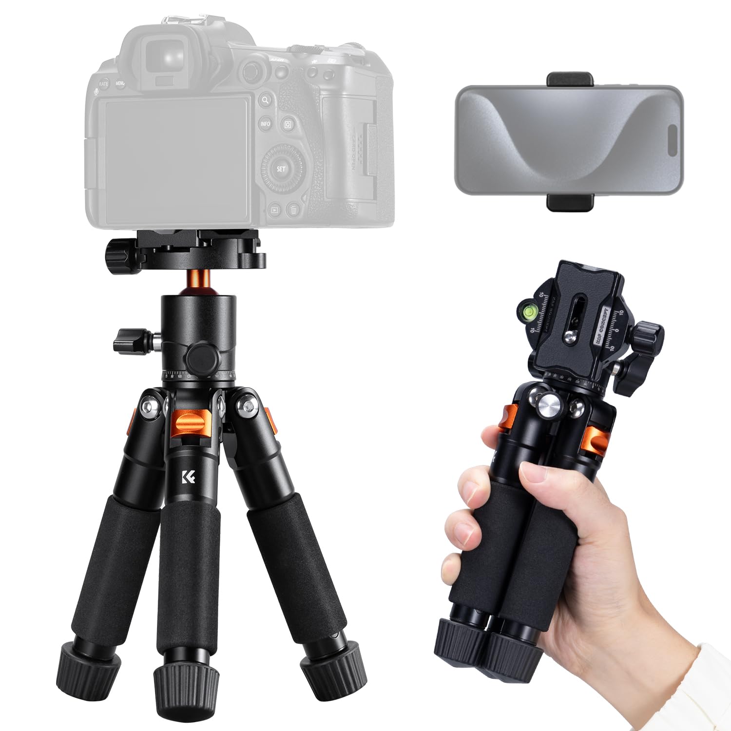 Amazon | カメラ三脚K&F CONCEPT ミニ三脚 アルミ合金製55cm、正折式